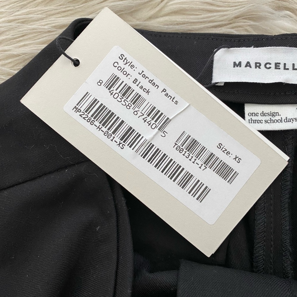 Marcella Black Straight Wide Leg Asymmetrical Waist Panel Jordan Pants Trousers - Picture 14 of 14